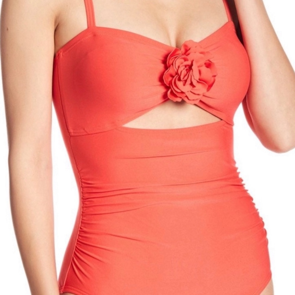 Kate Spade One-Piece Bathing Suit with Floral and Cut-out Detailing